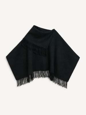 Black By Malene Birger Turtma Wool Fringe Bib Scarves | AU_BB42096