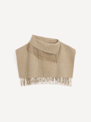 Grey Brown Melange By Malene Birger Turtla Wool Fringe Bib Scarves | AU_BB54399