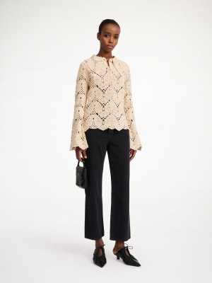 Oyster Gray By Malene Birger Gwenevere Crochet Shirt Knitwear | AU_BB50615